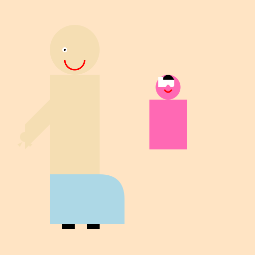 With Mom Under Her Arm Let's Go Get The Doll - DrawGPT