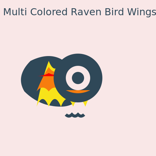 Multi Colored Raven Bird Wings Open - DrawGPT