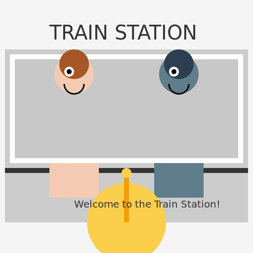 Chinese Man and Black Woman with a Giant Fish in a Train Station - DrawGPT