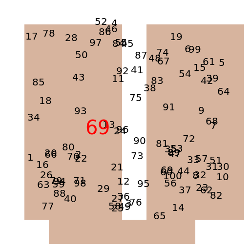 Cat Tower with Highlighted Number 69 in Stencil Font - DrawGPT