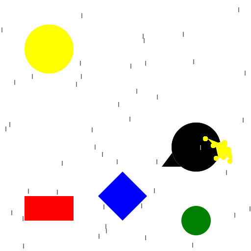 Raven, rain, sunshine, fireflies, shapes - DrawGPT