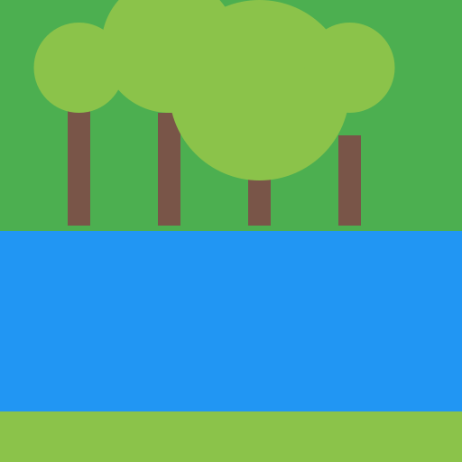 Trà Khúc River - A serene river flowing through a lush green forest - DrawGPT