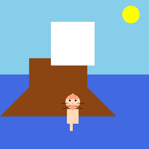 Scottish Fold Cat on Viking Boat - DrawGPT