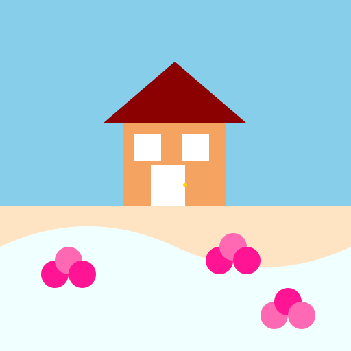 House with Flowers Beside Beach - DrawGPT