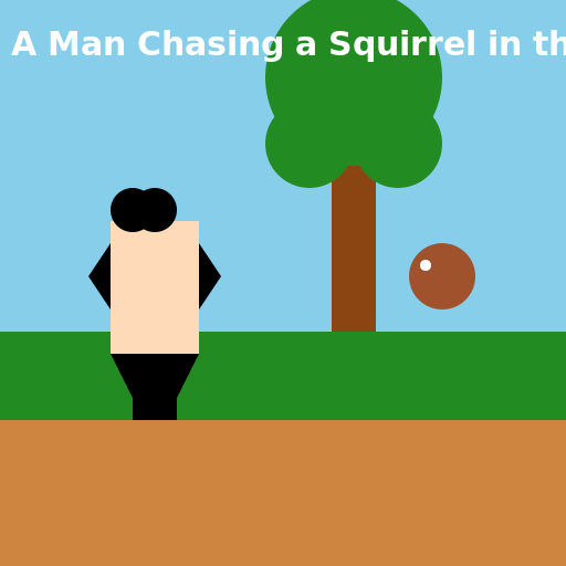 A Man Chasing a Squirrel in the Park - DrawGPT