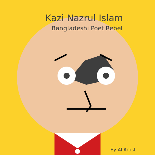 Bangladeshi Poet Rebel Kazi Nazrul Islam in His Youth - DrawGPT