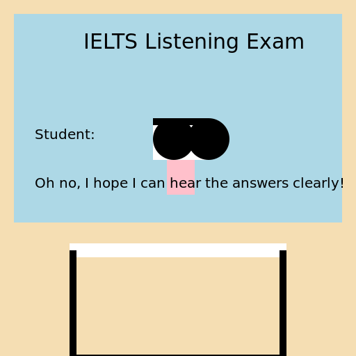 Anxious IELTS Listening Student - DrawGPT