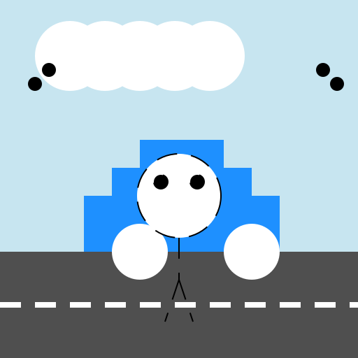 Cute anime girl driving a blue Fiat Grande Punto - DrawGPT