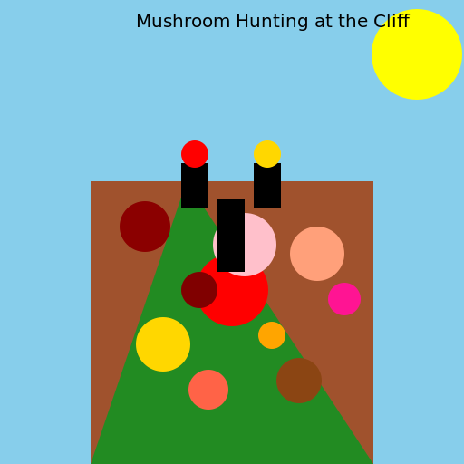 Mushroom Hunting at the Cliff - DrawGPT
