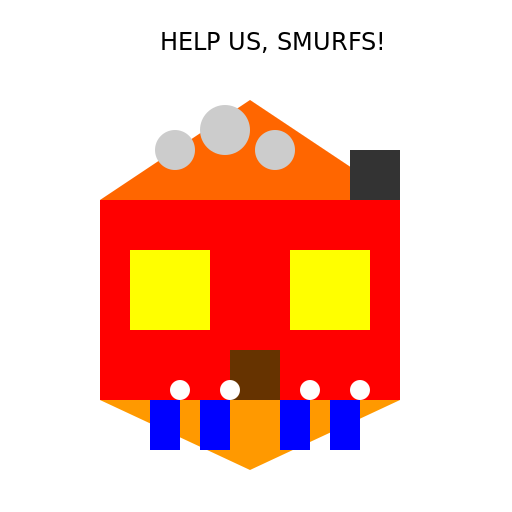 House on Fire with Smurfs Trying to Put Out with Milk - DrawGPT