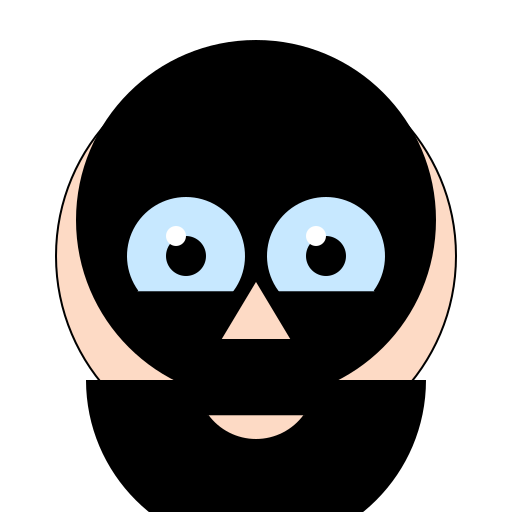 Black Haired Bearded Glasses-Wearing Vector Avatar - DrawGPT