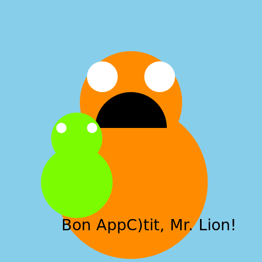 Lion and the Gourmet Frog Feast - DrawGPT