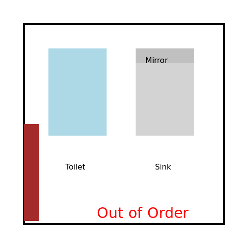 Bathroom Layout - 5ft 1in by 5ft 11in - DrawGPT