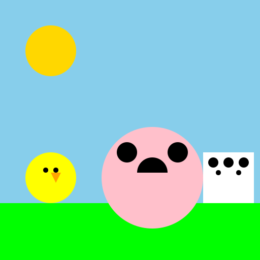 Farm with Pig, Chicken, and Cow - DrawGPT