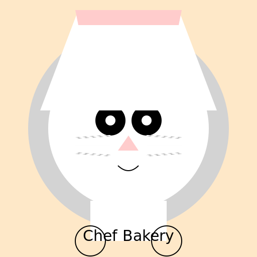 Fluffy Gray Cat Chef Bakery - DrawGPT