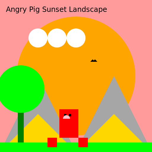 Angry Pig Sunset Landscape - DrawGPT
