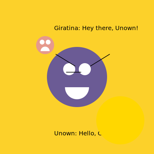 Giratina talking to an Unown - DrawGPT