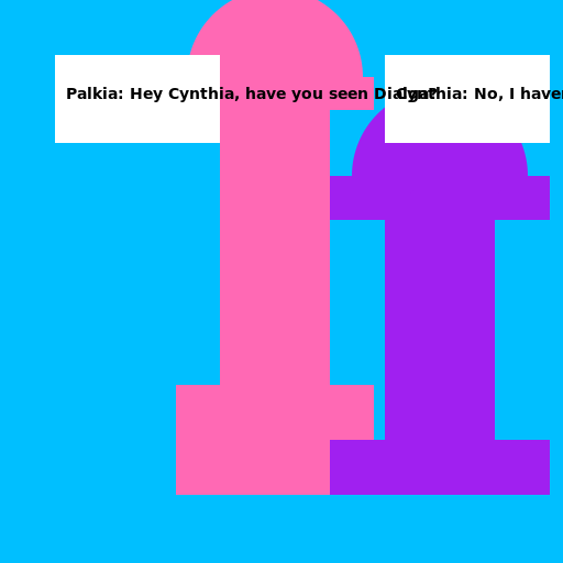 Palkia in Human Form Talking to Champion Cynthia - DrawGPT