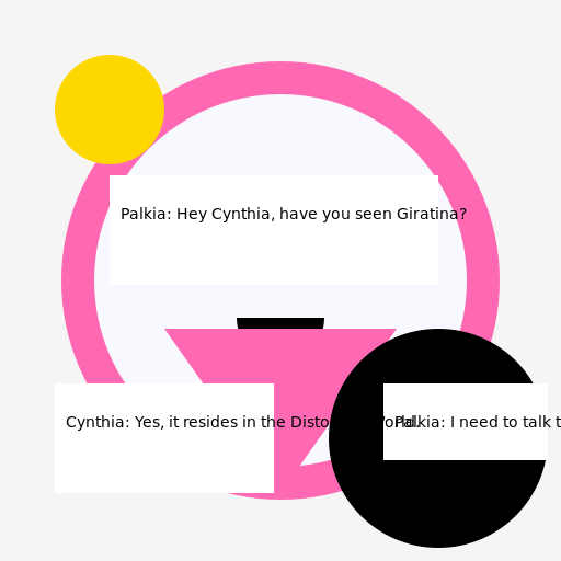 Palkia in Human Form Talking to Champion Cynthia about Giratina - DrawGPT