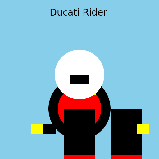Ducati Rider with Three Mopeds - DrawGPT