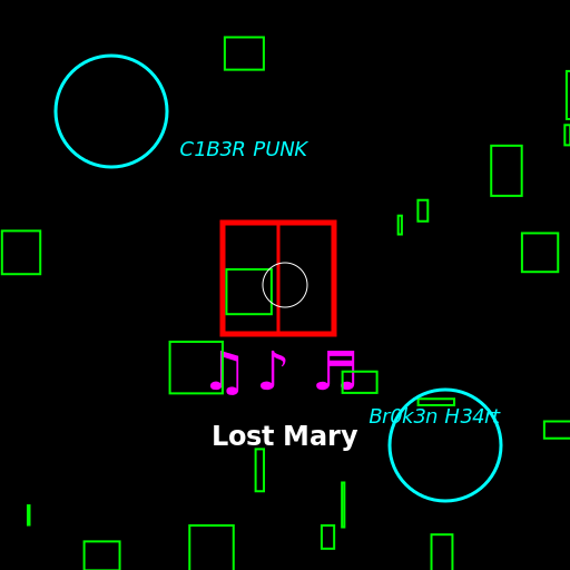 CIBER PUNK broken heart music release cover - Lost Mary - DrawGPT