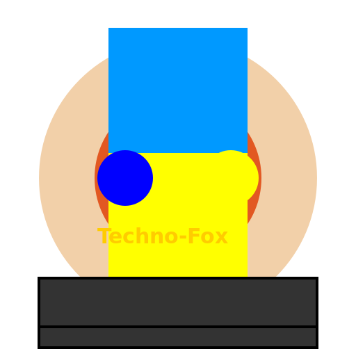Human Kitsune with Blue and Yellow Hair and Burn Mark on Face - DrawGPT