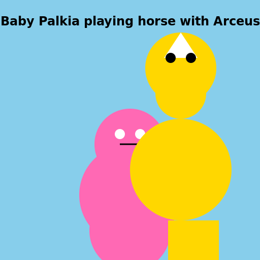 Baby Palkia playing horse with Arceus - DrawGPT