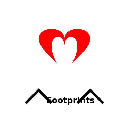 Feet Prints with Heart Shape Graphic Logo - DrawGPT