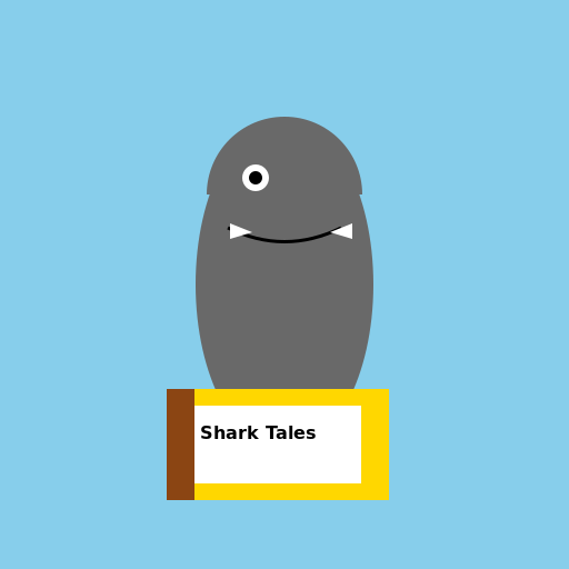 Shark Cartoon with Book - DrawGPT