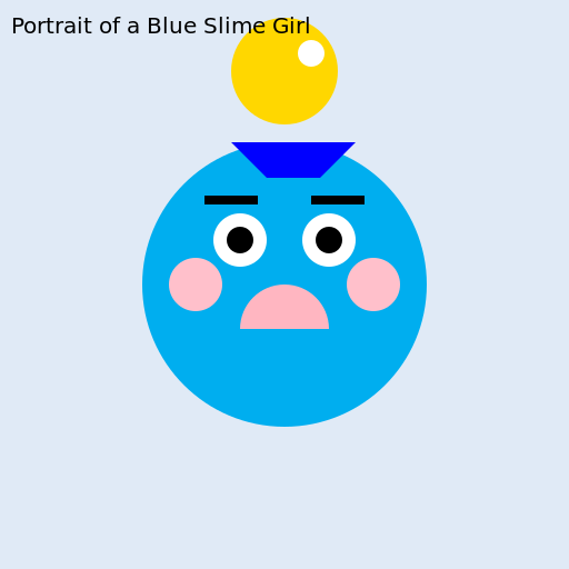 Portrait of a Blue Slime Girl - DrawGPT