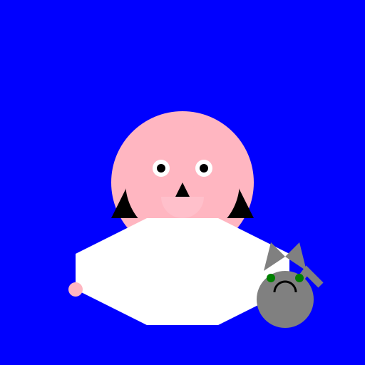 Short Hair Girl Playing with a Cat - DrawGPT