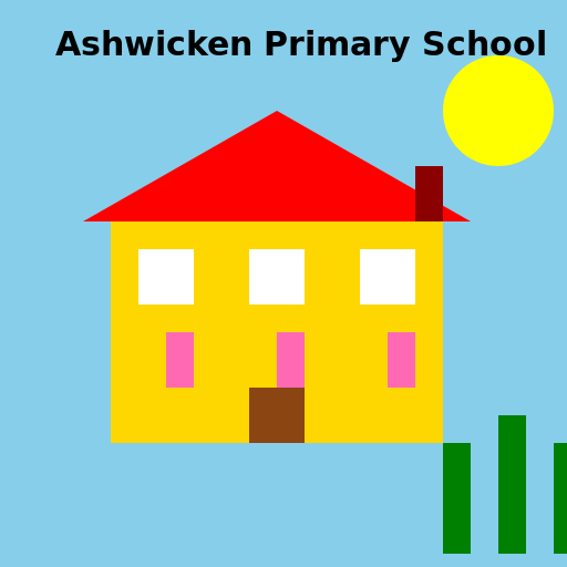 Cartoon Drawing of Ashwicken Primary School - DrawGPT
