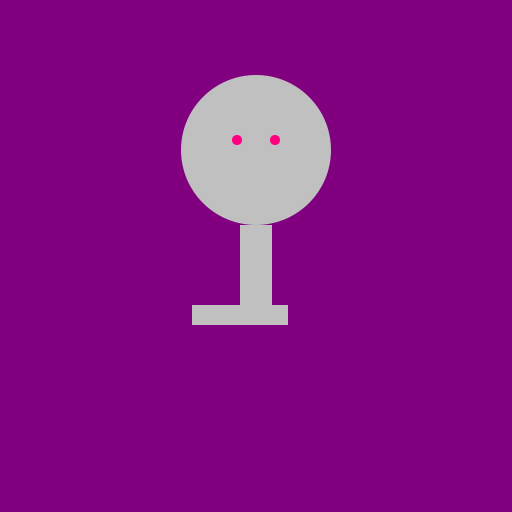 Silver Robot with Pink Eyes in Purple Background - AI Prompt #6743 - DrawGPT