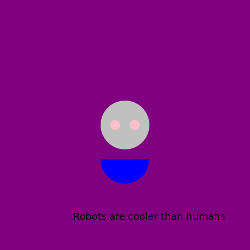 Silver Robot with Pink Eyes in Purple Background and a Blue Skirt - AI Prompt #6744 - DrawGPT