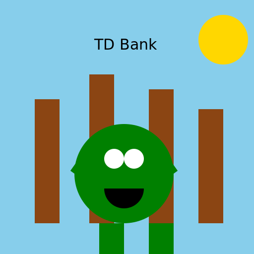 TD Bank's Friendly Mascot on a Peaceful Adventure - DrawGPT