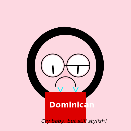 Cry Baby Curly Hair Dominican Shirt Girl with Glasses - DrawGPT