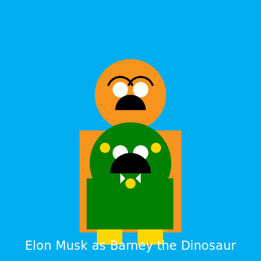 Elon Musk as Barney the Dinosaur - DrawGPT