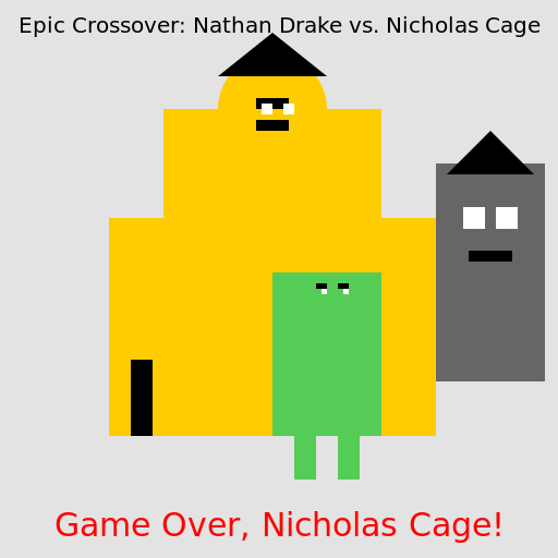 Epic Crossover: Nathan Drake vs. Nicholas Cage with the Help of Alex from Minecraft - DrawGPT