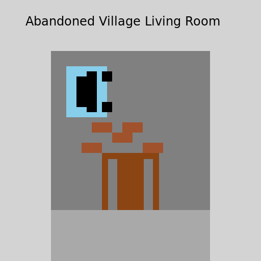 Abandoned Village Living Room with Table - DrawGPT