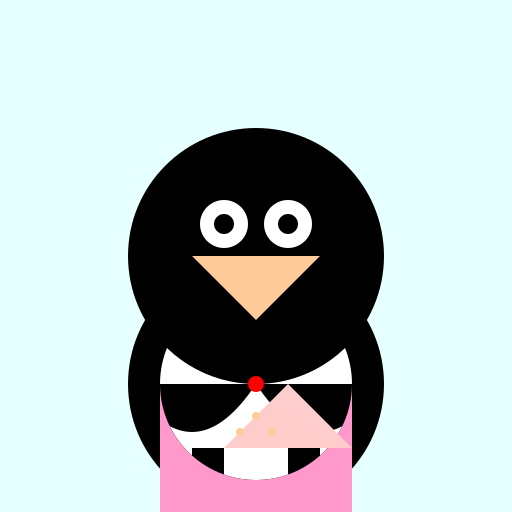 Penguin in a Pink Dress Eating Ice Cream - DrawGPT
