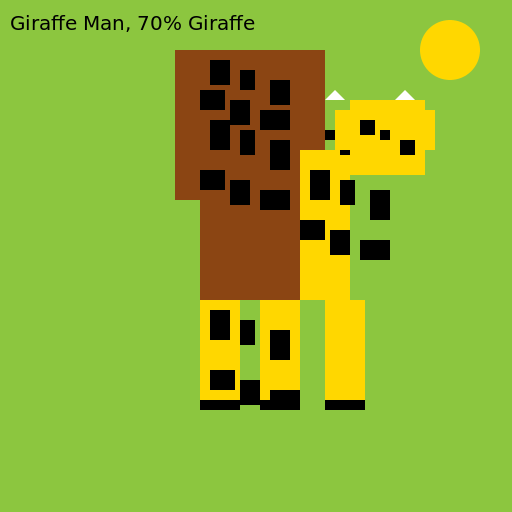 Giraffe Man, 70% Giraffe - DrawGPT