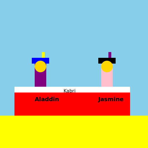 Aladdin and Jasmine on a Magical Bus Ride - DrawGPT