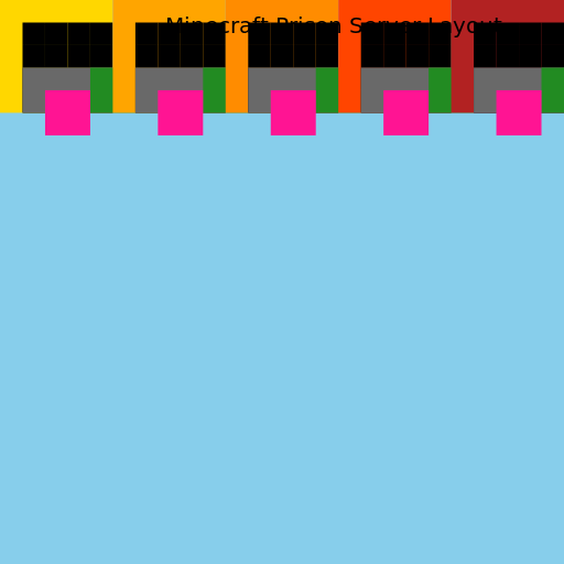 Minecraft Prison Server Layout - Top View - DrawGPT