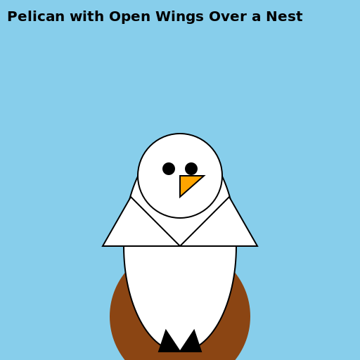 Pelican with Open Wings Over a Nest - DrawGPT