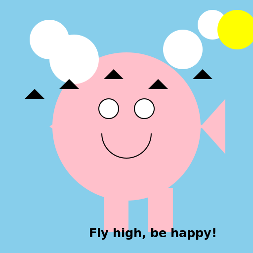 Flying Elephant Happy - DrawGPT