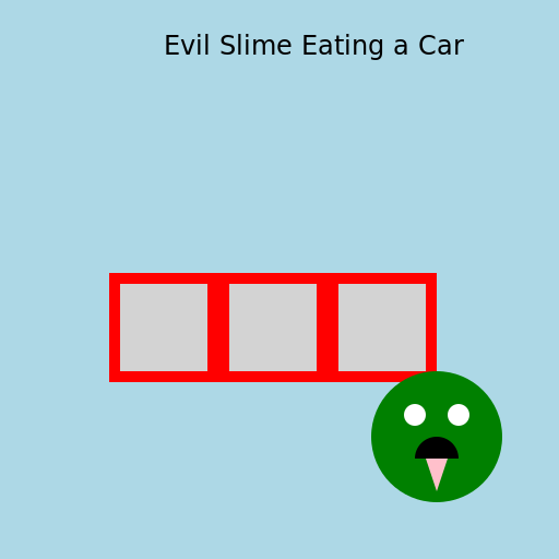 Evil Slime Devouring a Car - DrawGPT