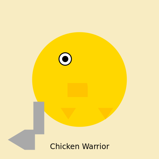 Chicken Warrior - A Brave and Adventurous Chicken with a Helmet and Sword - DrawGPT