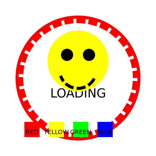 WEB LOADING CIRCLE WITH RED, YELLOW, GREEN, BLUE COLORS - DrawGPT