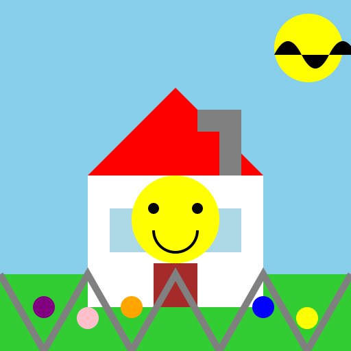 Happy Rainbow House with Garden - DrawGPT