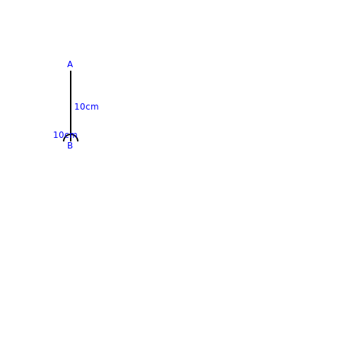 Construction of a 90-degree angle with a line segment of 10cm and a radius of 10cm. - DrawGPT